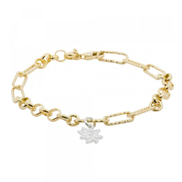 Pulsera Eslabones y Aros Eguzkilore Plata Dorada