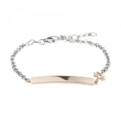 Pulsera Identidad Infantil Plata Rosa Personalizable