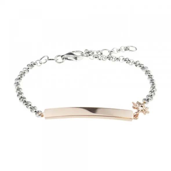 Pulsera Identidad Infantil Plata Rosa Personalizable