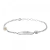 Pulsera Identidad Ovalada de Plata y Perla Personalizable