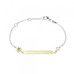 Pulsera Identidad Plata Dorada y Perla Personalizable