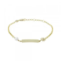 Pulsera Identidad Plata Dorada y Perla Eguzkitxiki