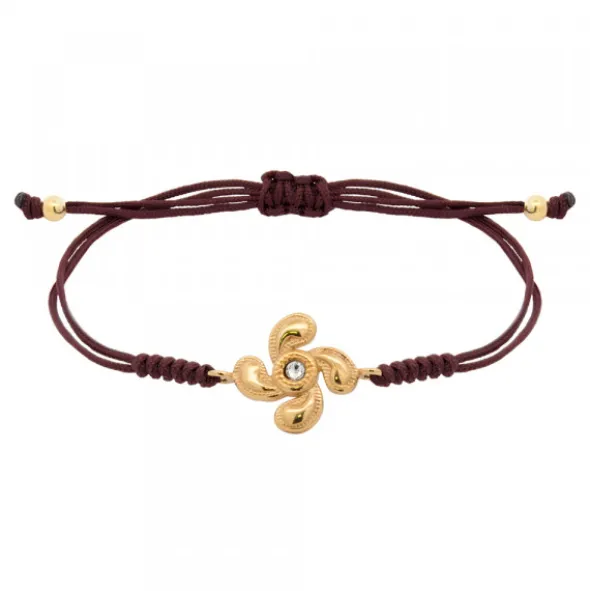 Pulsera Lauburu Berria Plata Dorada y Circonita