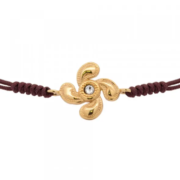 Pulsera Lauburu Berria Plata Dorada y Circonita