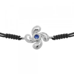 Pulsera Lauburu Berria Plata y Circonita Azul