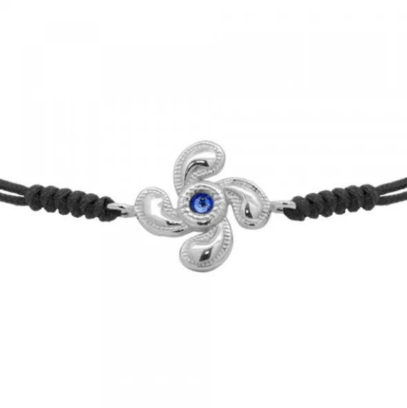 Pulsera Lauburu Berria Plata y Circonita Azul