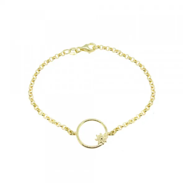 Pulsera Luna Llena de Plata Dorada
