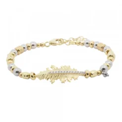 Pulsera Mari Bolitas Plata Dorada y Circonitas