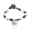 Pulsera Mari Mate con Motivo Eguzkilore y Cuerda Marrón