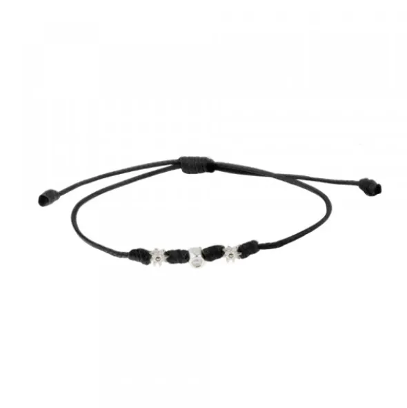 Pulsera Mik Negra Eguzkilore Oro Blanco
