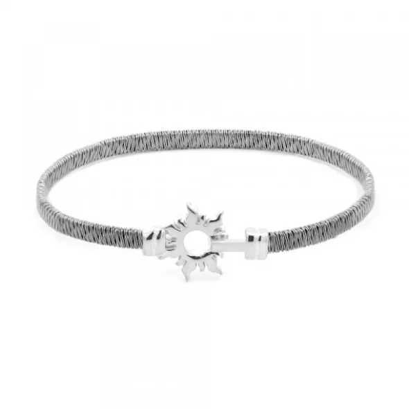 Pulsera Mountain Rígida Acero Negro y Plata