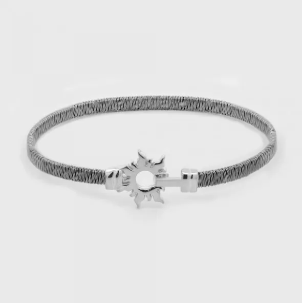 Pulsera Mountain Rígida Acero Negro y Plata