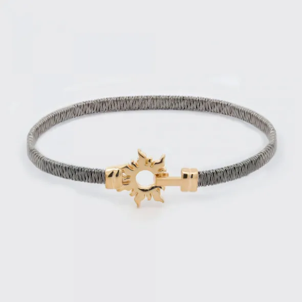 Pulsera Mountain Rígida Acero Negro y Plata Dorada