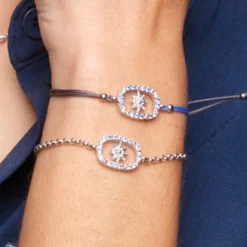 Pulsera Muka Macramé Plata y Circonitas Multicolor