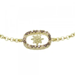 Pulsera Muka Plata Dorada y Circonitas Marrones