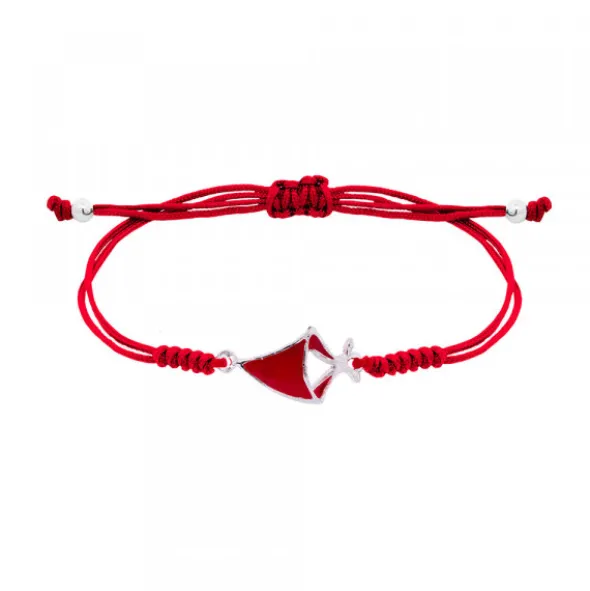 Pulsera Pañuelo San Fermín Plata con Hilo Rojo Nudos
